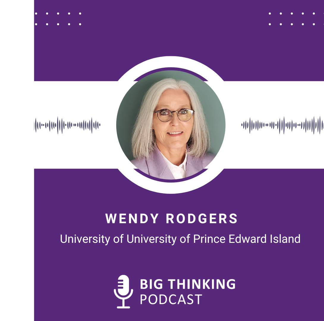 Headshot of Wendy Rodgers. Logo of the Big Thinking Podcast